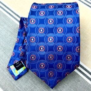 Ted Baker necktie 100% SILK tie  floral blue pink  bright multicolor formal
